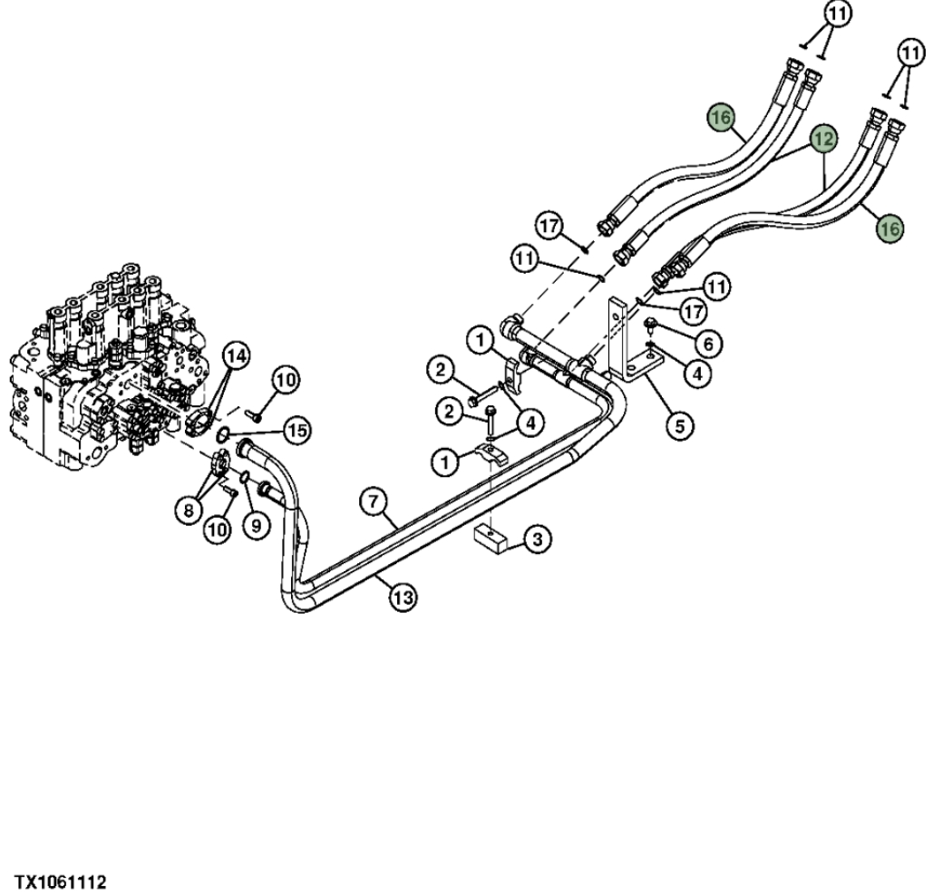 Hitachi ZX240F-3 installation diagram showing hydraulic hose 4614162 at Pipe No. 12