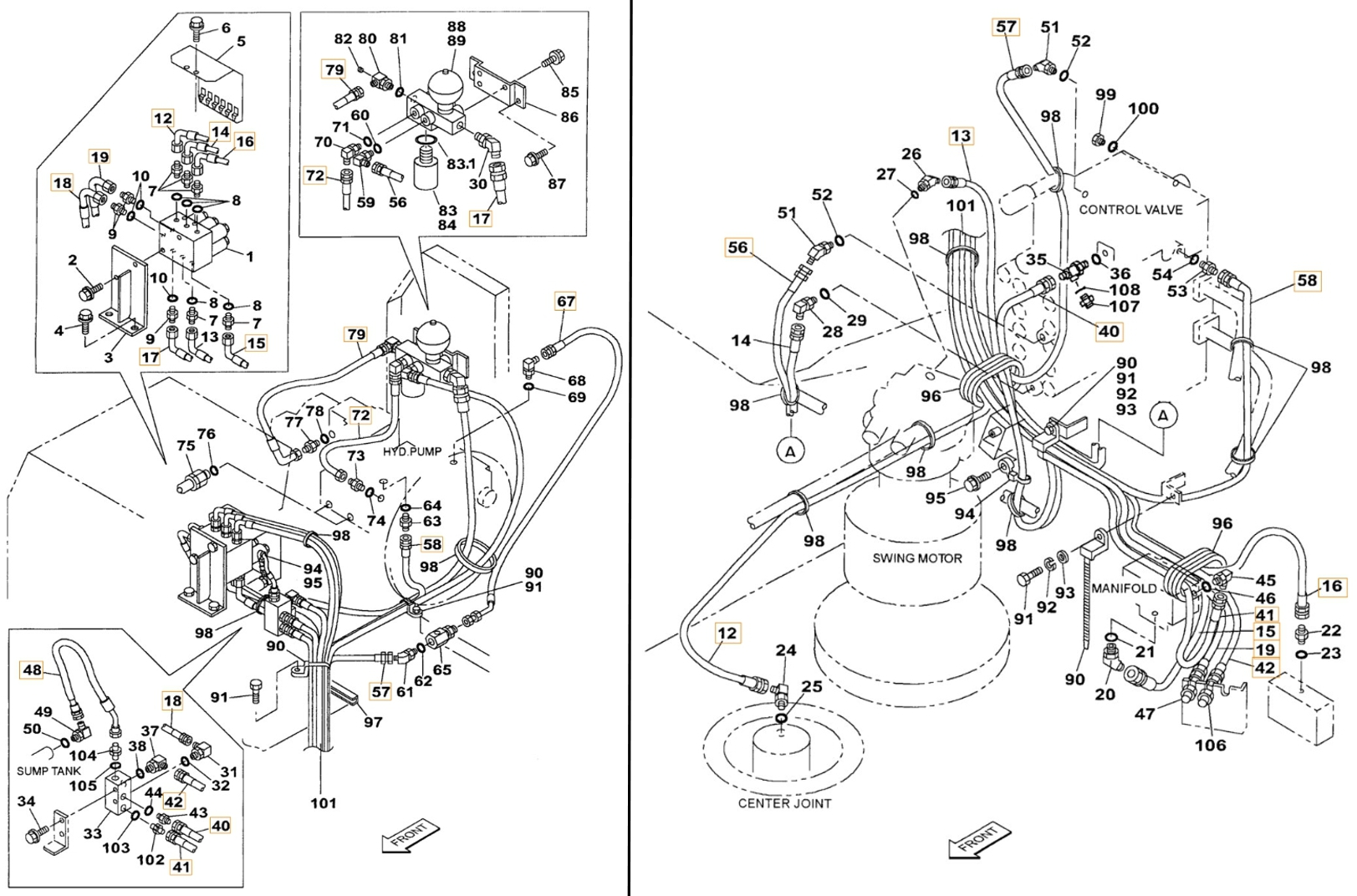 Case CX240 installation diagram showing hydraulic hose 168657A1 at Pipe No. 13
