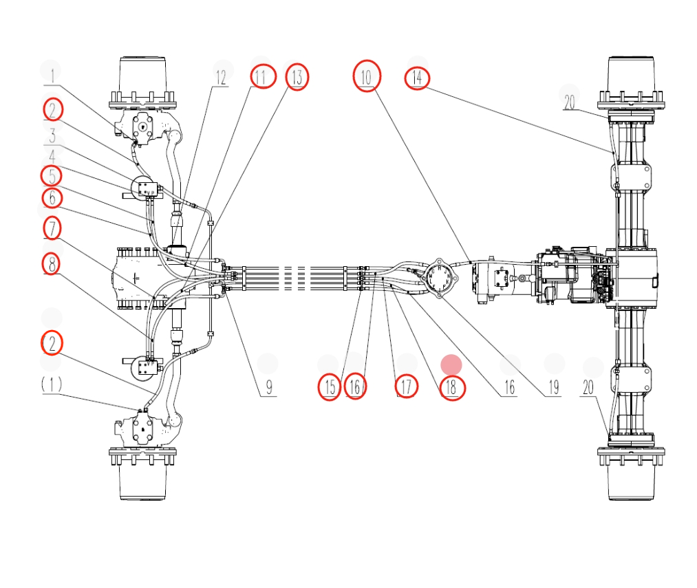 Sunward SWE150W installation diagram showing hydraulic hose 73050200C553 at Pipe No. 18