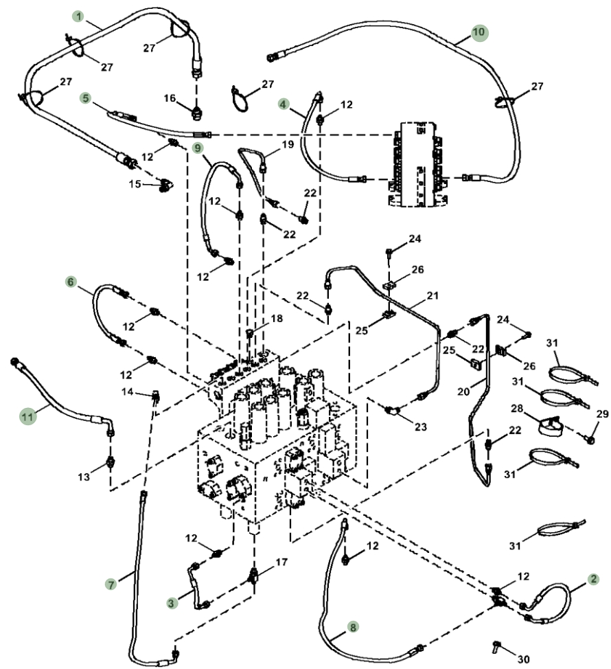 Hitachi ZX290LC-5G installation diagram showing hydraulic hose 4630946 at Pipe No. 7