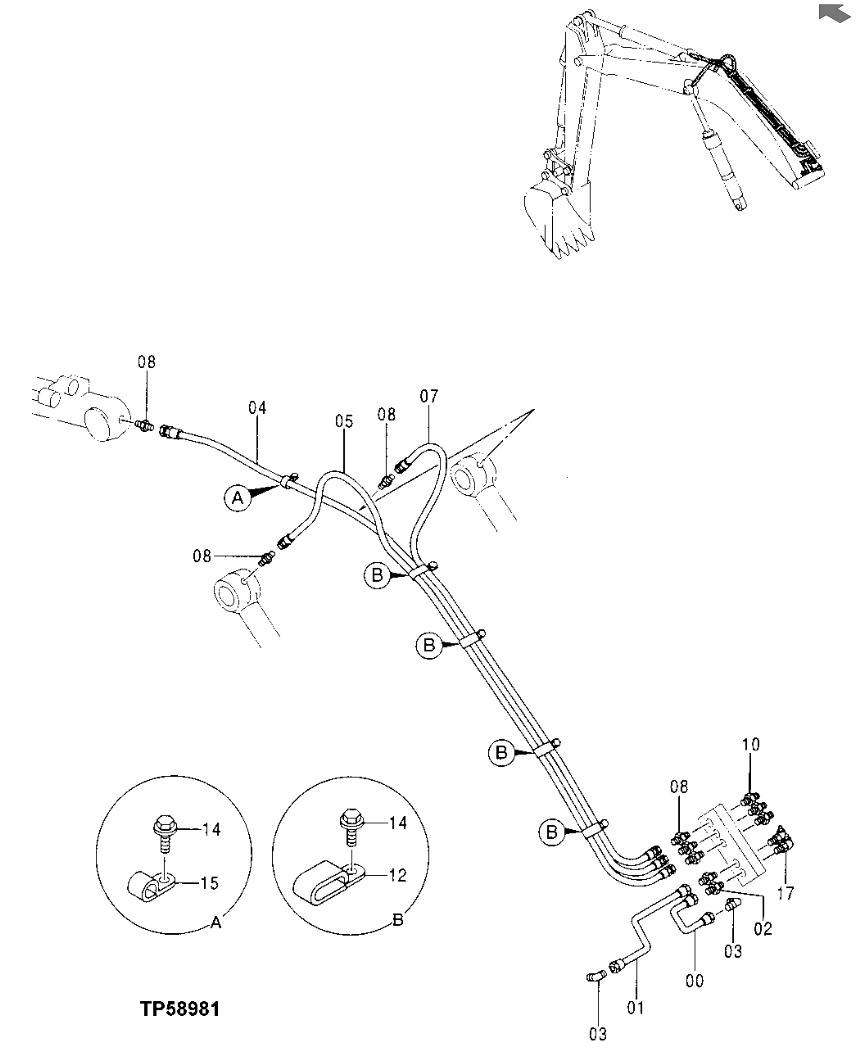 Hitachi EX110-5 installation diagram showing hydraulic hose 4252837 at Pipe No. 4
