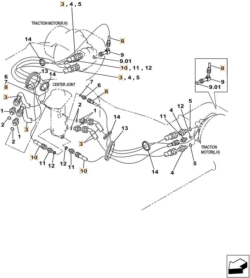 Case CX260C-8 LC installation diagram showing hydraulic hose 151919A1 at Pipe No. 10