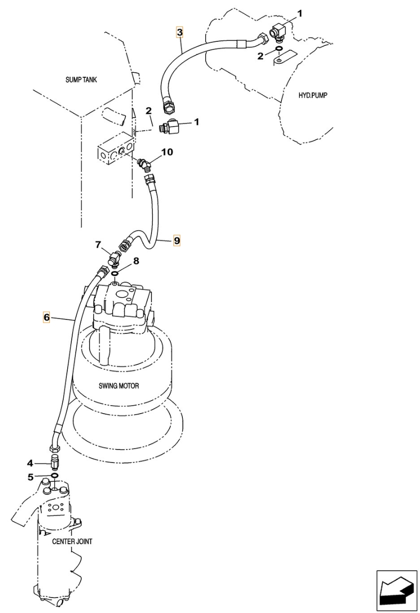 Case CX300C-8 installation diagram showing hydraulic hose KSJ2790 at Pipe No. 6