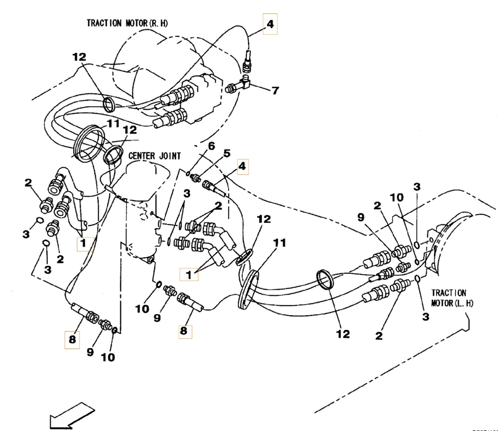 Case CX130B installation diagram showing hydraulic hose 150963A1 at Pipe No. 8