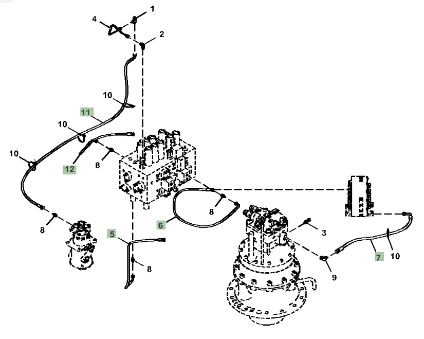Hitachi ZX370FLC-LL-6N installation diagram showing hydraulic hose 4630952 at Pipe No. 5