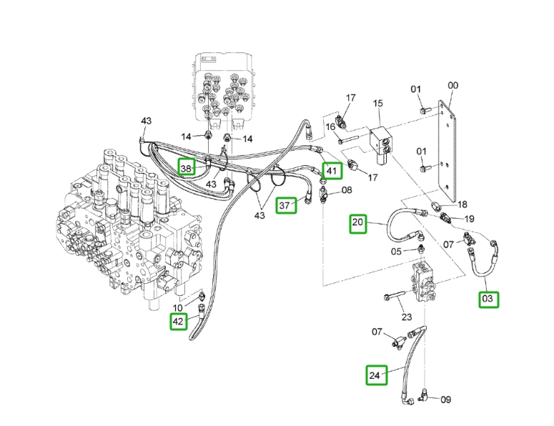 Hitachi ZX160LC-3 installation diagram showing hydraulic hose 4618606 at Pipe No. 24