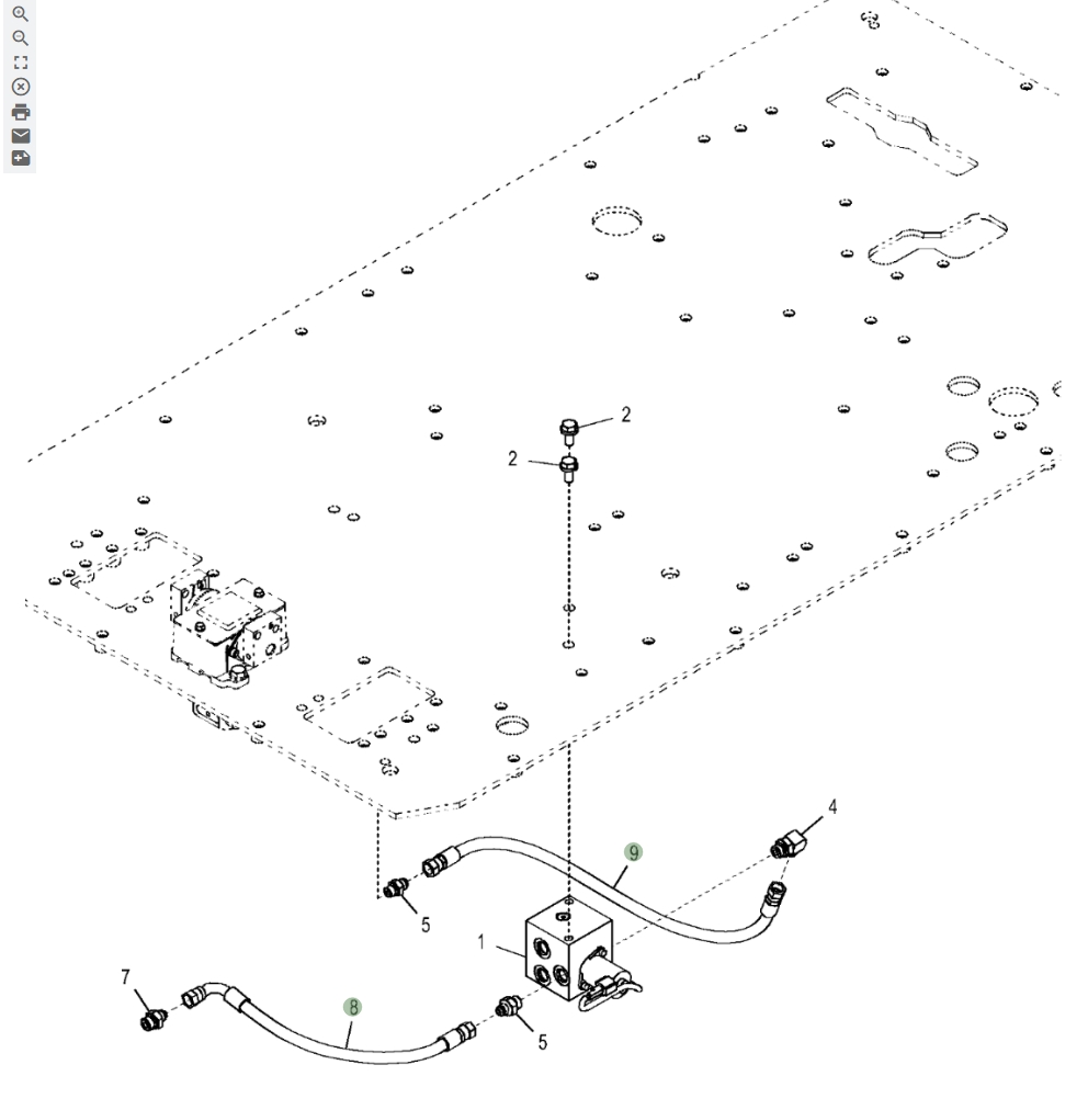 Hitachi ZX670LC-5B installation diagram showing hydraulic hose 4648087 at Pipe No. 8