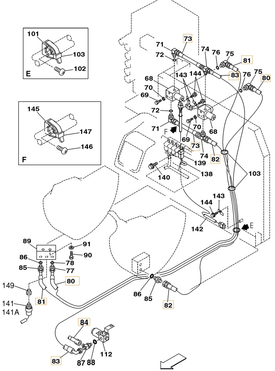 Case CX160 installation diagram showing hydraulic hose 153484A1 at Pipe No. 82