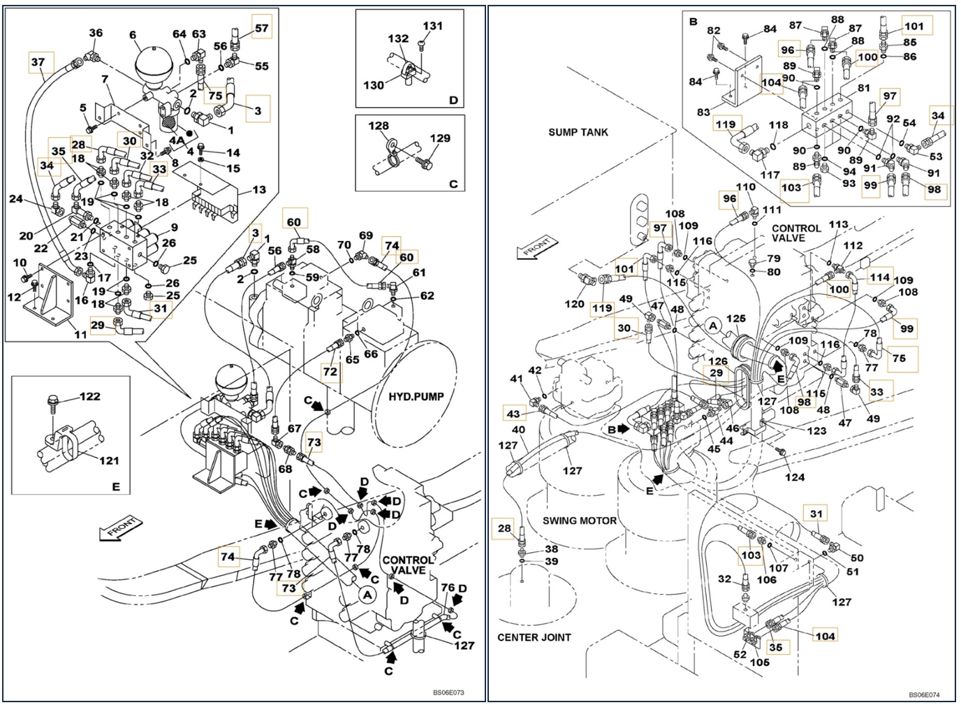 Case CX800 installation diagram showing hydraulic hose KHJ12620 at Pipe No. 99