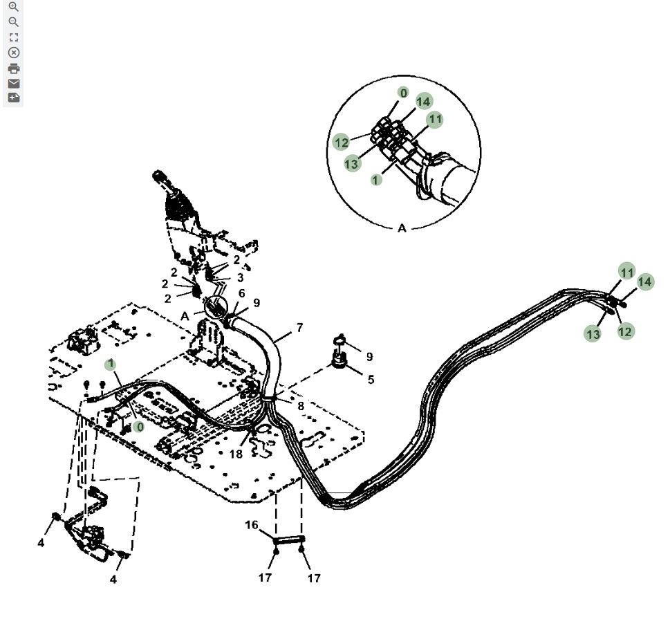 Hitachi ZX670LC-5B installation diagram showing hydraulic hose 4446847 at Pipe No. 0