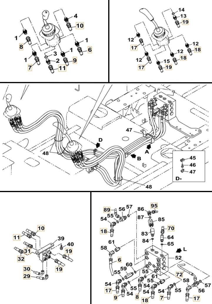 Case CX500C-8 LC ME installation diagram showing hydraulic hose 159217A1 at Pipe No. 17