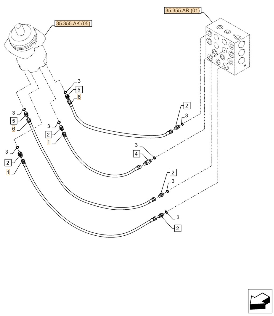 Case CX300D LC installation diagram showing hydraulic hose KRJ4381 at Pipe No. 1