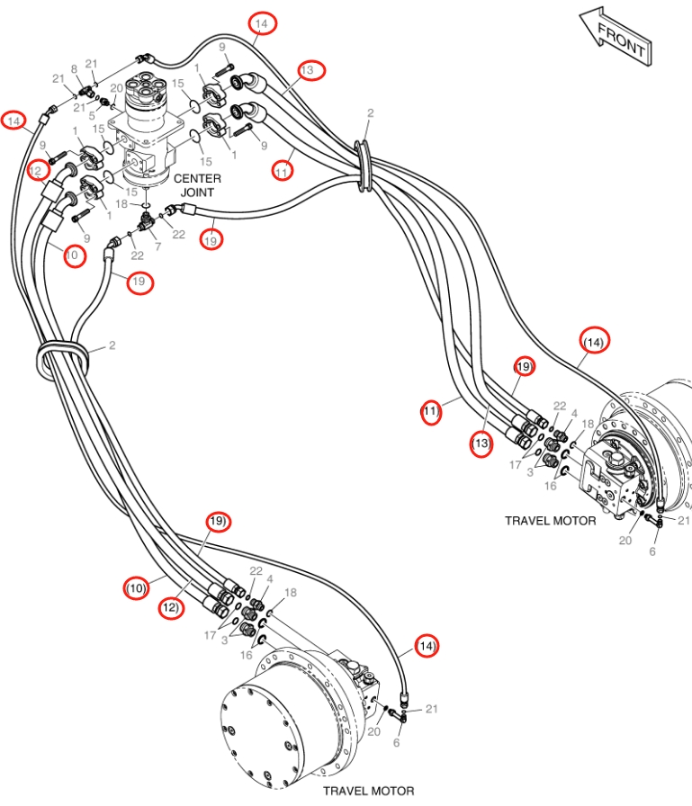 Doosan DX140LC-3 installation diagram showing hydraulic hose DS2017096 at Pipe No. 10