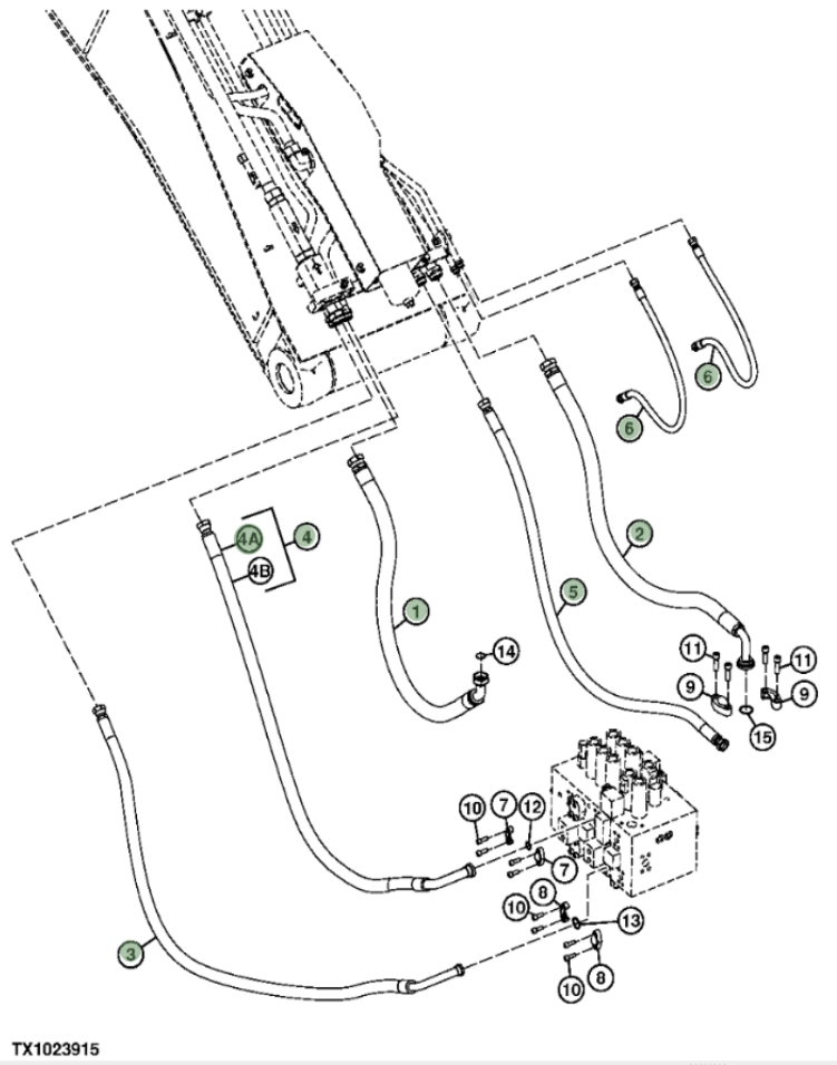Hitachi ZX240F-3 installation diagram showing hydraulic hose 9263974 at Pipe No. 4