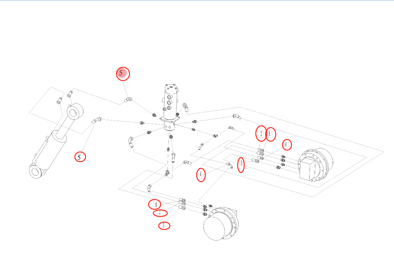 Sunward SWE80F-1A installation diagram showing hydraulic hose 73050200D323 at Pipe No. 3