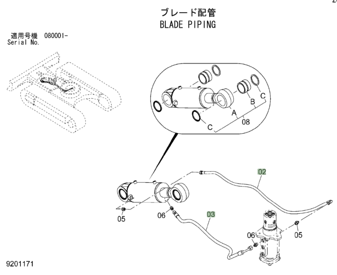 Hitachi ZX85USB-3 installation diagram showing hydraulic hose 4418939 at Pipe No. 3