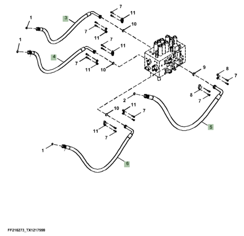 Hitachi ZX260FLC-LL-6N installation diagram showing hydraulic hose 9263974 at Pipe No. 5