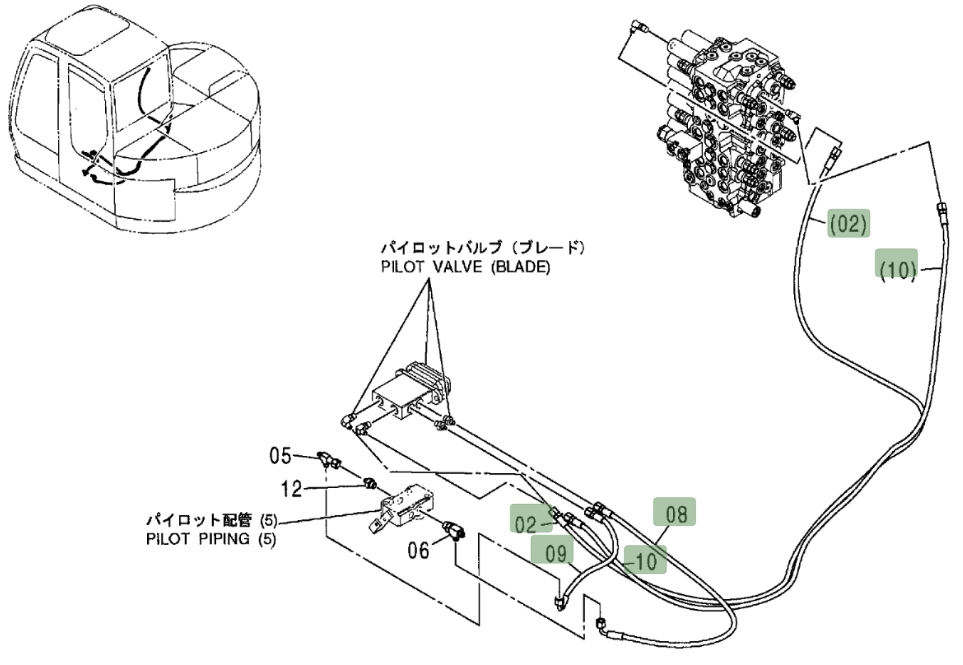 Hitachi ZX75US installation diagram showing hydraulic hose 4471897 at Pipe No. 2