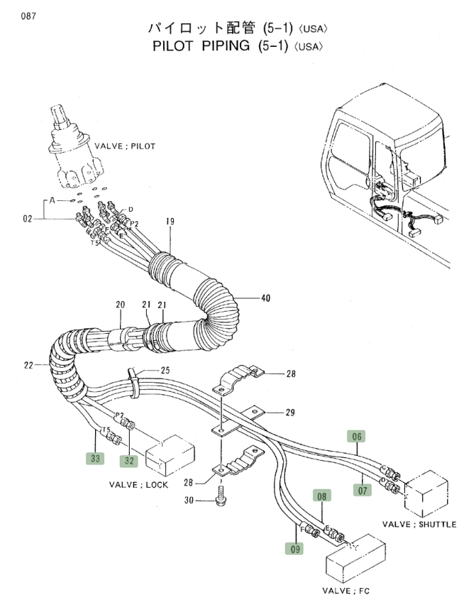 Hitachi EX220LC-3 installation diagram showing hydraulic hose 4315873 at Pipe No. 9
