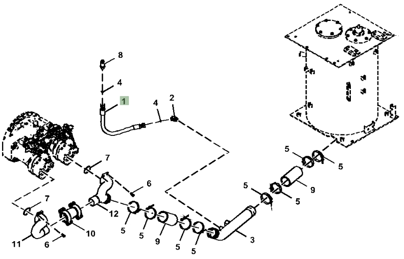 Hitachi ZX350LC-6N installation diagram showing hydraulic hose 4197724 at Pipe No. 1