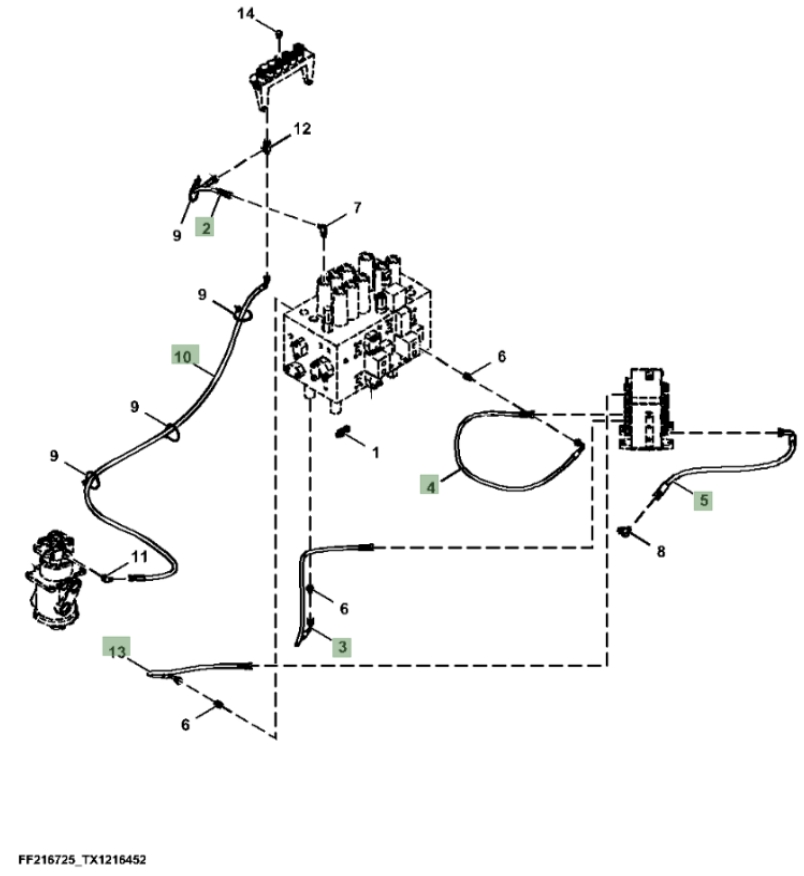 Hitachi ZX260FLC-FE-6N installation diagram showing hydraulic hose 4652299 at Pipe No. 5