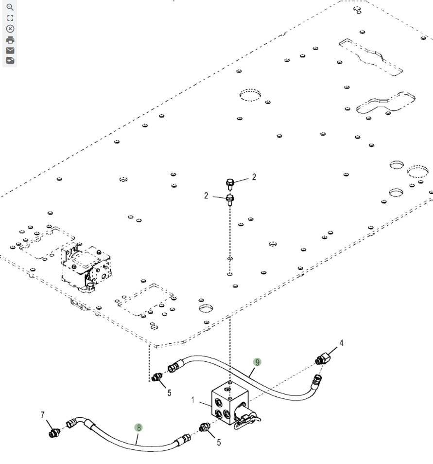 Hitachi ZX670LC-5G installation diagram showing hydraulic hose 4648087 at Pipe No. 8