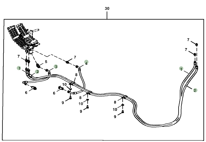 Hitachi ZX210-5N installation diagram showing hydraulic hose 4648204 at Pipe No. 3