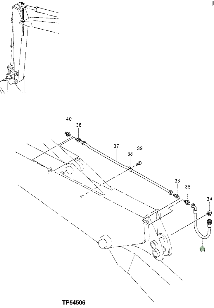 Hitachi EX110-5 installation diagram showing hydraulic hose 4227083 at Pipe No. 1
