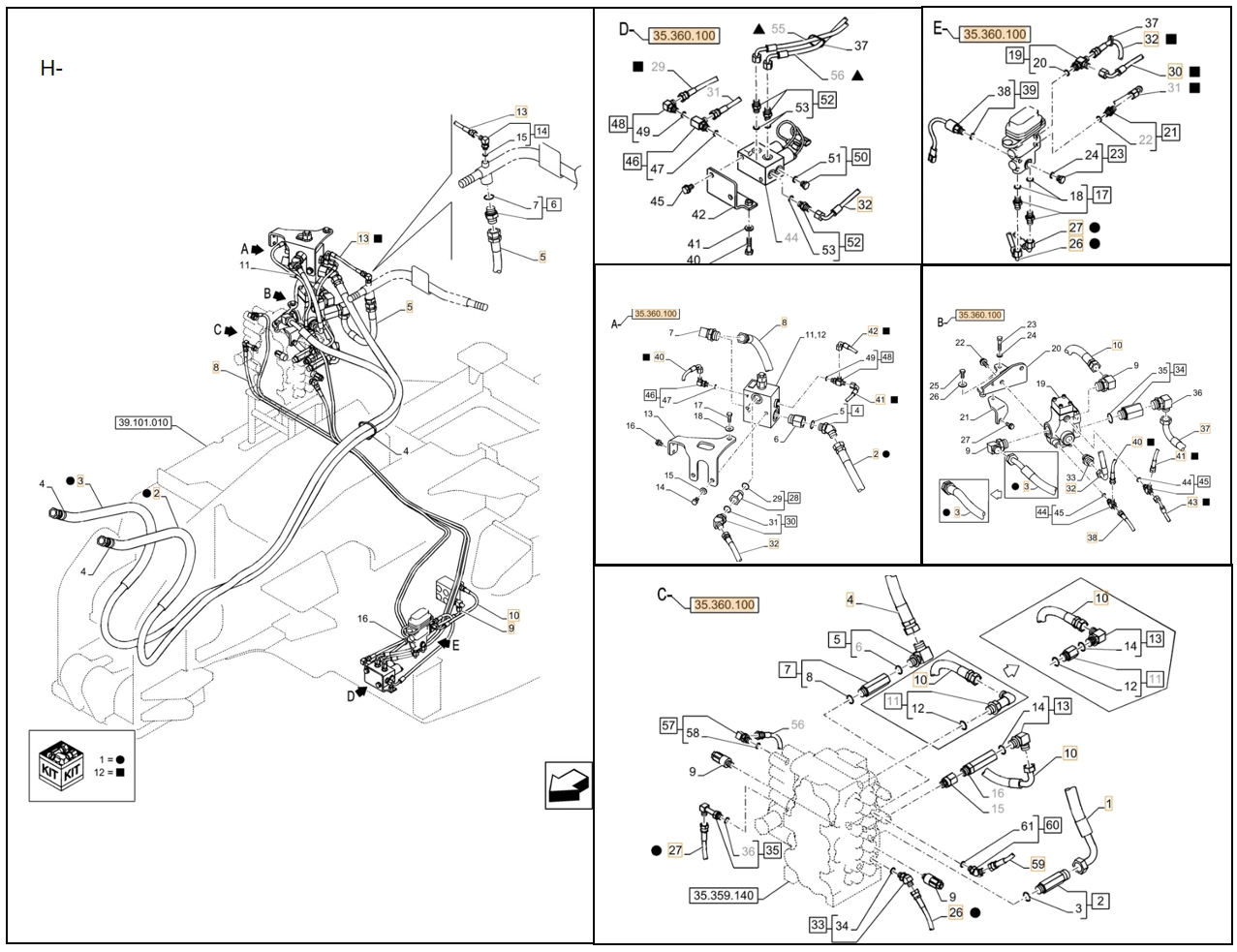 Case CX80C installation diagram showing hydraulic hose KHJ2524 at Pipe No. 26