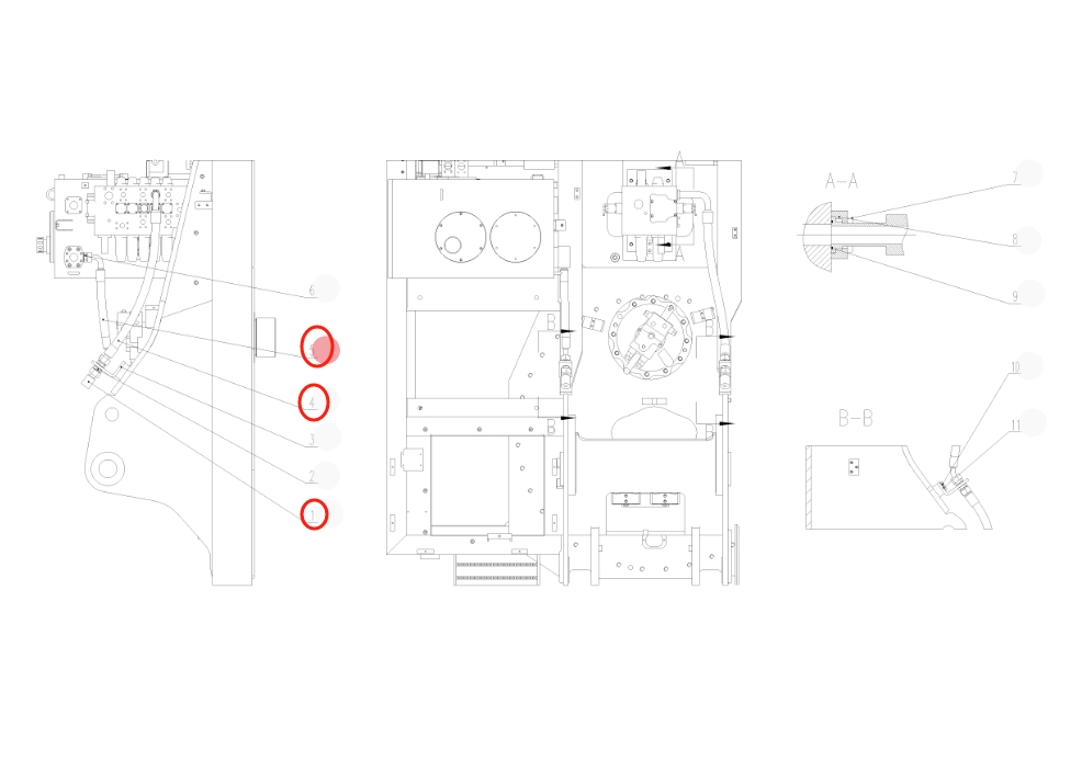 Sunward SWE215E-3H installation diagram showing hydraulic hose 730503002091 at Pipe No. 5