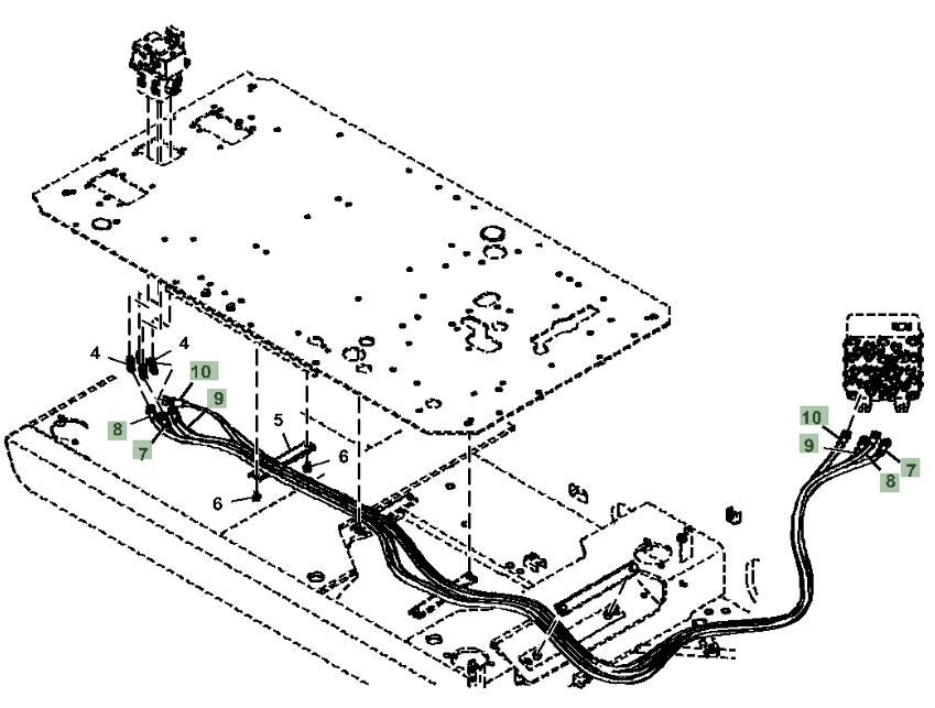 Hitachi ZX250LC-5G installation diagram showing hydraulic hose 4639629 at Pipe No. 8