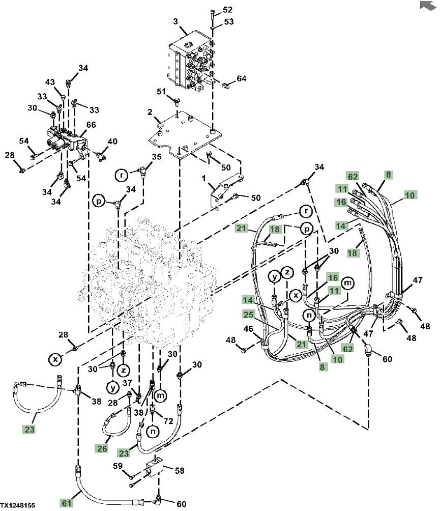 Hitachi ZX870LC-5A installation diagram showing hydraulic hose 4713810 at Pipe No. 26