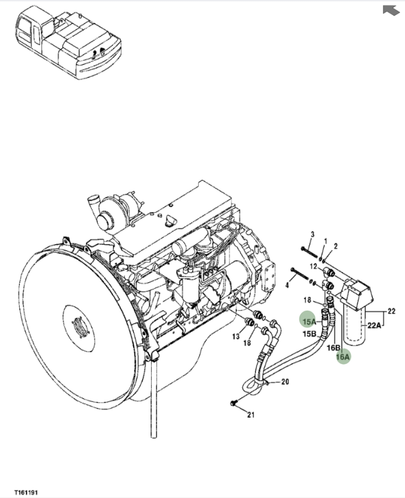 Hitachi ZX350F installation diagram showing hydraulic hose 4625788 at Pipe No. 15A