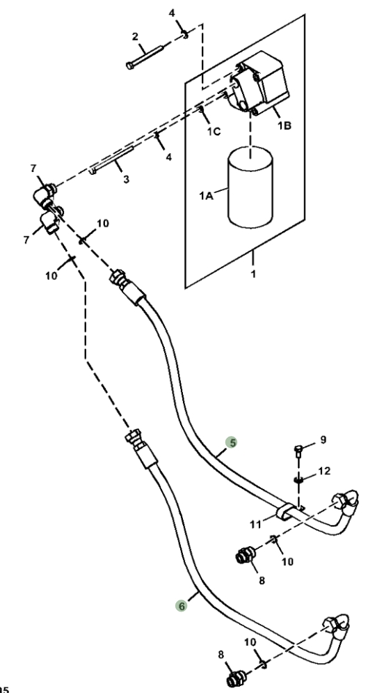 Hitachi ZX300LC-6N installation diagram showing hydraulic hose 4625780 at Pipe No. 5