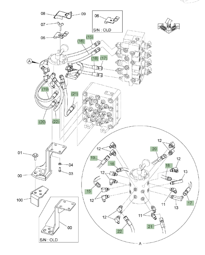 Hitachi ZX135US-3 installation diagram showing hydraulic hose 4693840 at Pipe No. 16