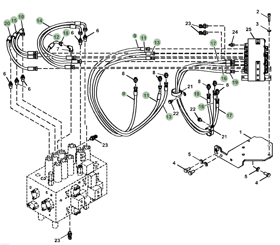 Hitachi ZX210LC-5G installation diagram showing hydraulic hose 4726133 at Pipe No. 17
