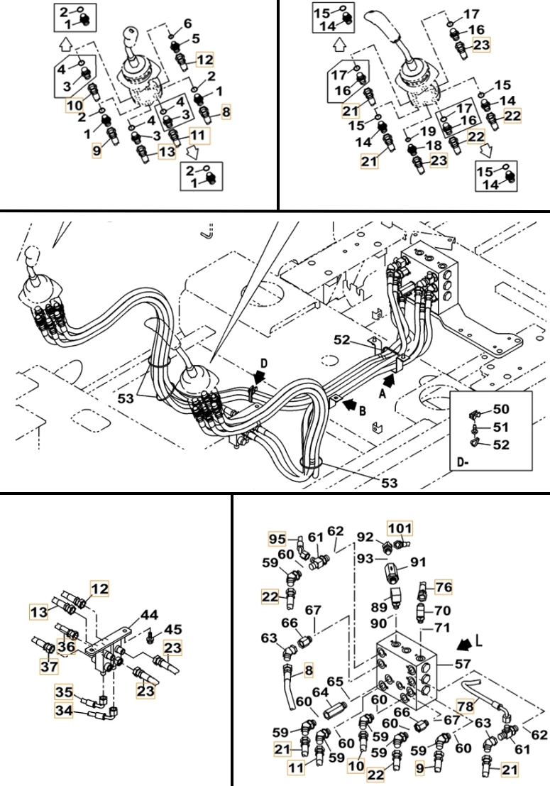 Case CX500C installation diagram showing hydraulic hose 159211A1 at Pipe No. 8