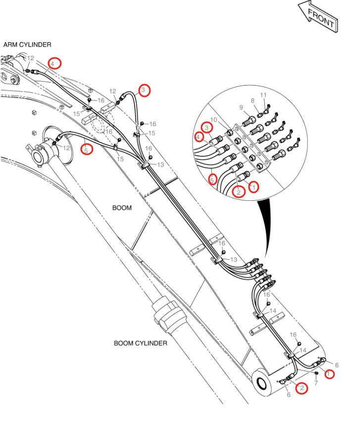 Doosan DX140LC-3 installation diagram showing hydraulic hose DS20531098 at Pipe No. 4