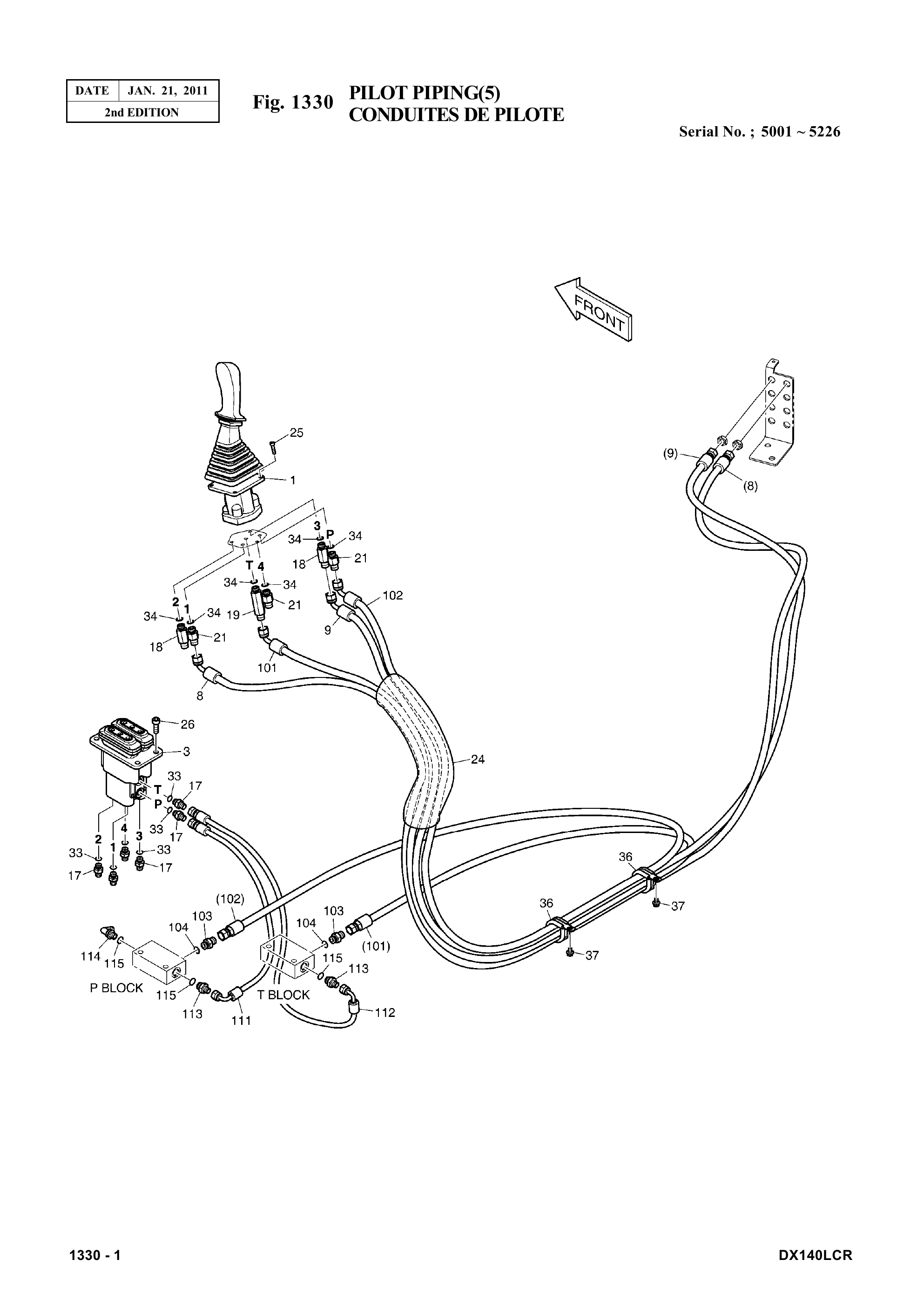 Installation / exploded view (hose No. 101, S/N 5001-5226)