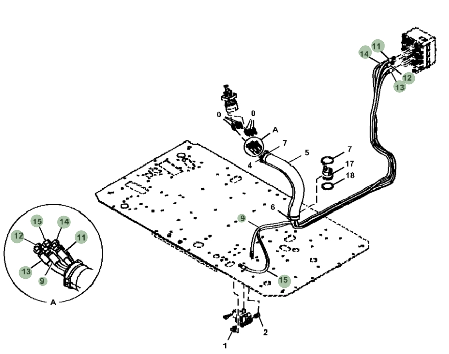 Hitachi ZX190W-5N installation diagram showing hydraulic hose 4438258 at Pipe No. 11