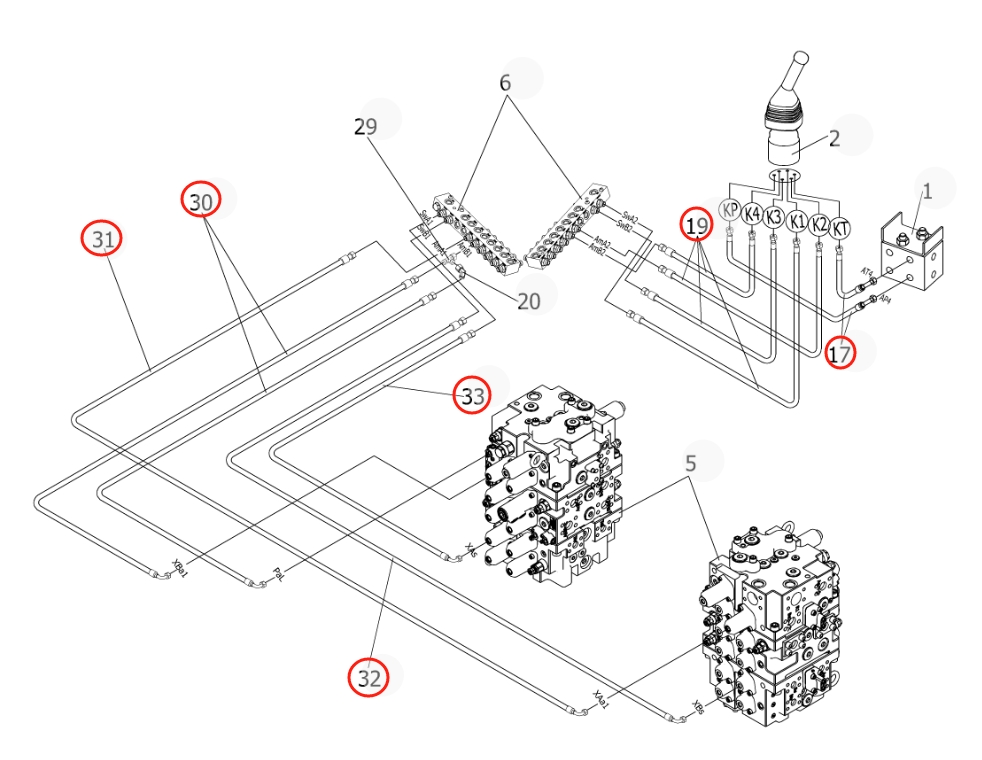 Sunward SWE750F installation diagram showing hydraulic hose 730502001388 at Pipe No. 17