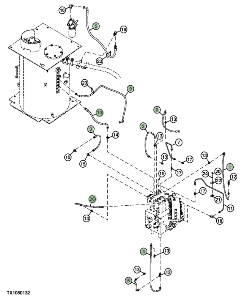 Hitachi ZXS370F-3 installation diagram showing hydraulic hose 4630949 at Pipe No. 8