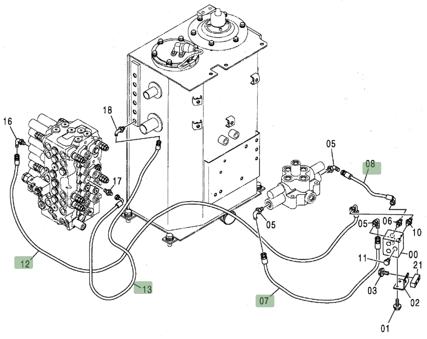 Hitachi ZX80 installation diagram showing hydraulic hose 4269797 at Pipe No. 7