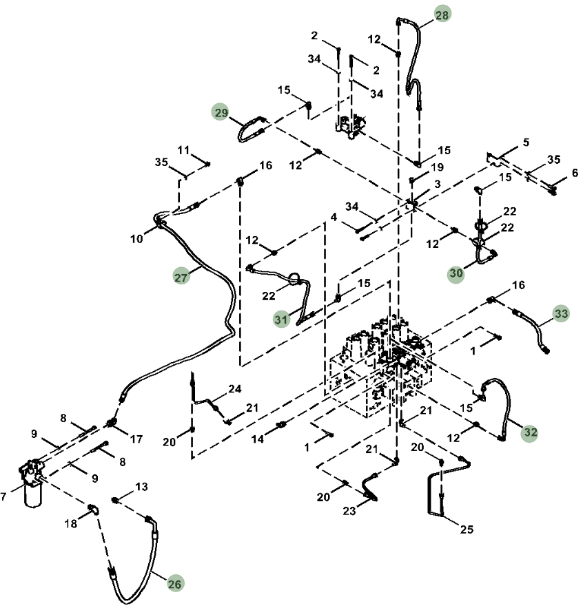 Hitachi ZX380LC-6N installation diagram showing hydraulic hose 4313426 at Pipe No. 26