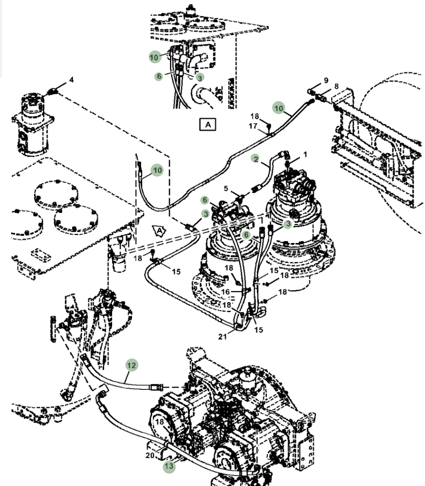Hitachi ZX670LC-5A installation diagram showing hydraulic hose 4636895 at Pipe No. 6
