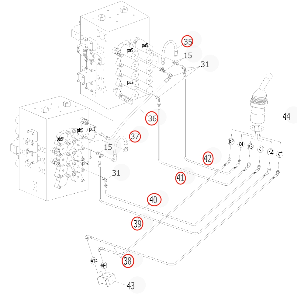 Sunward SWE500ES installation diagram showing hydraulic hose 730502001388 at Pipe No. 38