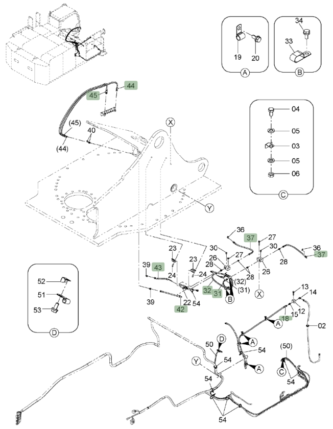 Hitachi ZX650LC-3 installation diagram showing hydraulic hose 4656849 at Pipe No. 18