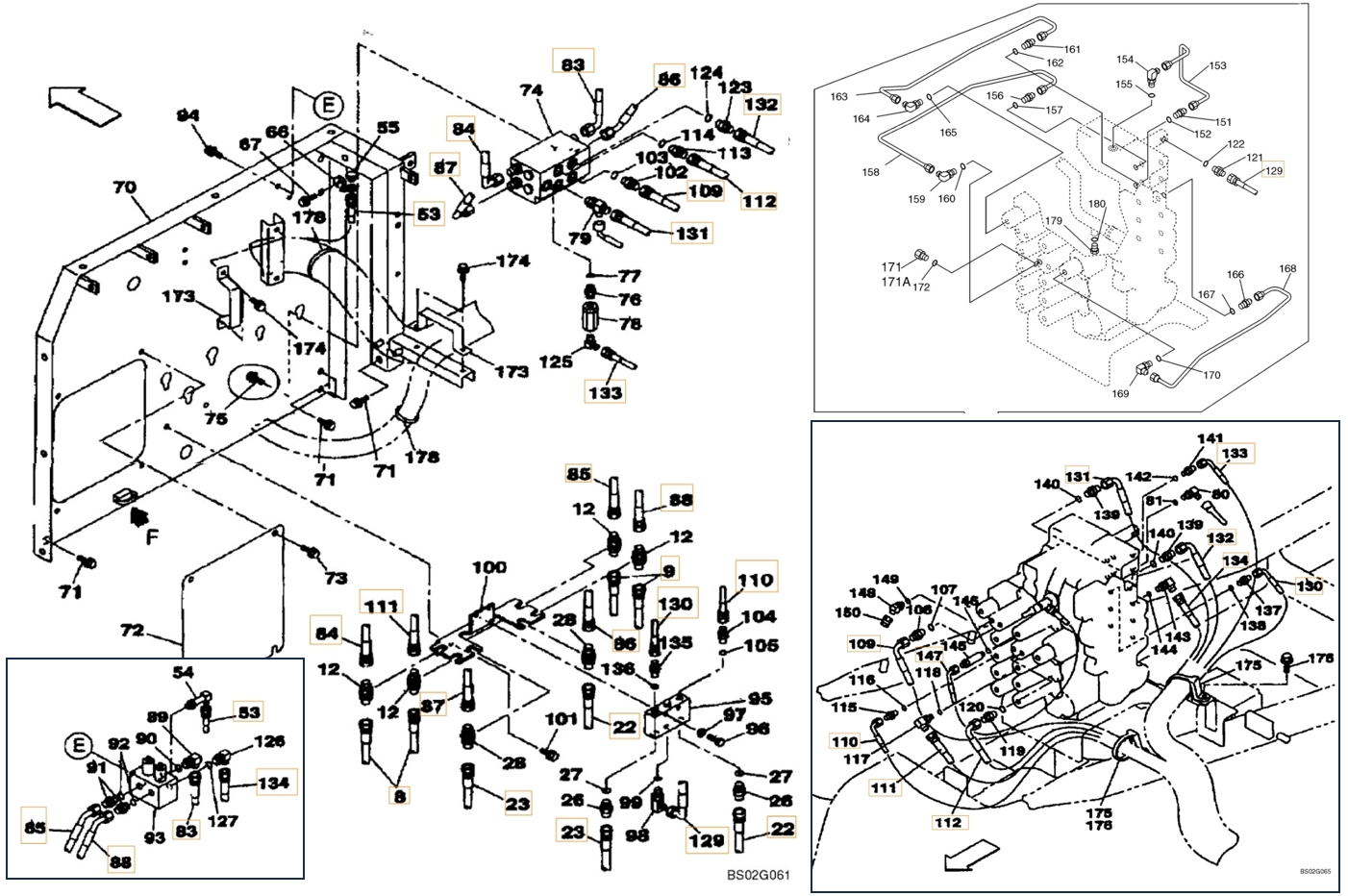 Case CX210LR installation diagram showing hydraulic hose 162565A1 at Pipe No. 109