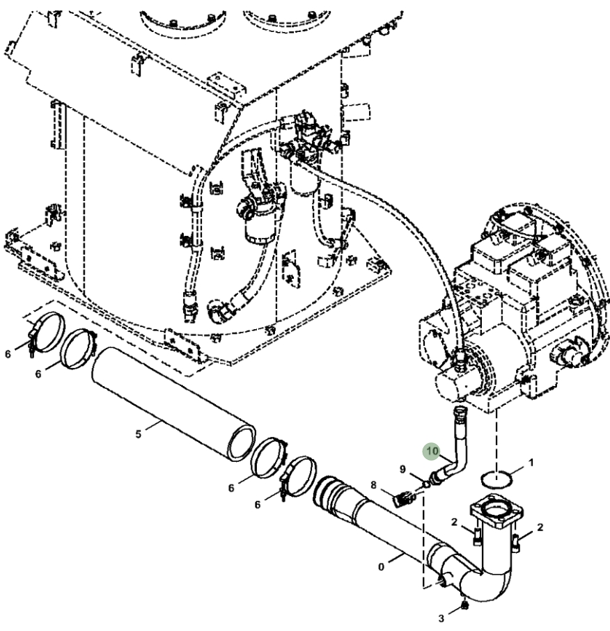 Hitachi ZX470LC-5G installation diagram showing hydraulic hose 4314388 at Pipe No. 10