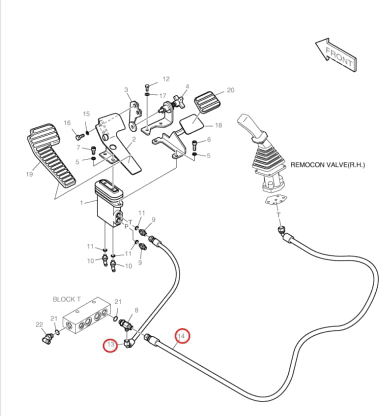 Doosan DX160LC installation diagram showing hydraulic hose DS2093200 at Pipe No. 13